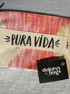 Diseño Uniqo Hot Pink "Pura Vida" Pouch | Chenille Varsity Letter Travel Bag NWT